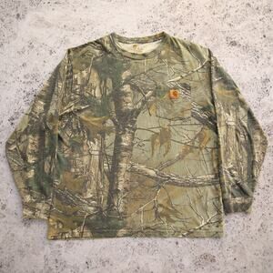 Vintage Carhartt K285 977 Realtree FADED Camo Long Sleeve Pocket Shirt Medium